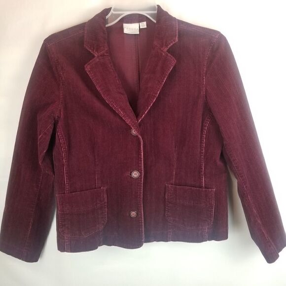 SONOMA " LIFE &STYLE" PETITE STRETCH SIZE PXL. BURGANDY. COTTON, SPANDEX BLAZER - Picture 2 of 15